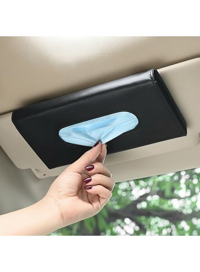 Dunekart PU Leather Car Tissue Box Cover, Premium Visor Backseat Napkin Holder Dispenser, Elegant Auto Interior Accessory Organizer - Black (1 Pc) - Image 5